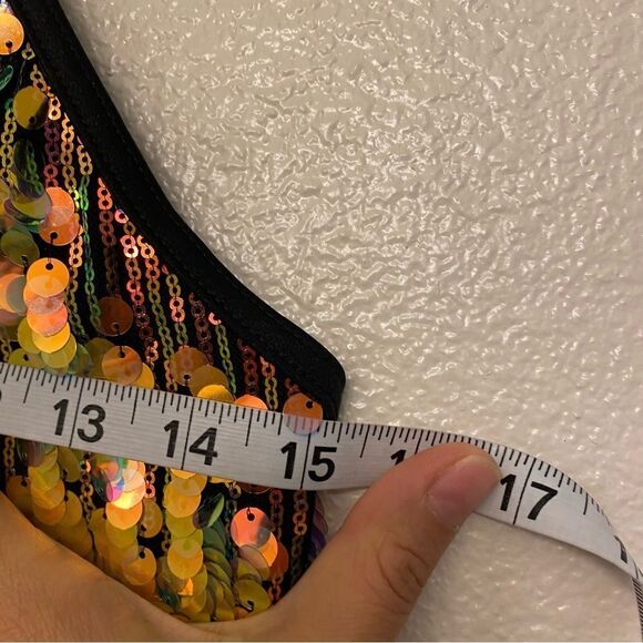 WEISSMAN Dance costume jazz black mesh gold sequin We Will Rock You 14757 SA - Picture 6 of 8